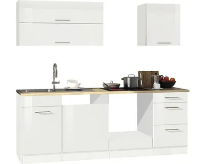 Produktbild von Held Möbel Küchenzeile ohne Geräte Mailand 220 cm weiß hochglanz zerlegt Variante reversibel 563.1.6210