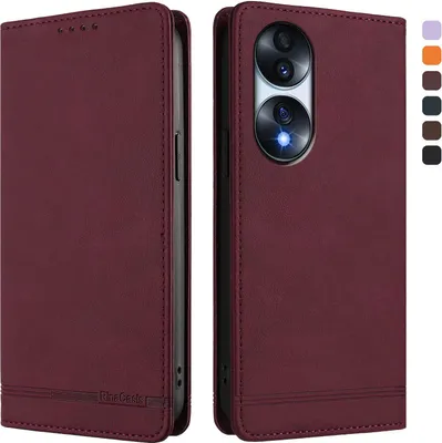 Produktbild von Hülle für Honor 70, Retro Kunstleder Ständer Klapphülle mit Kartenfächer und Magnetische Rot