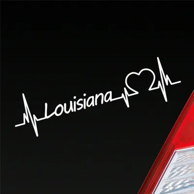 Produktbild von Auto Aufkleber Louisiana Herz Herzschlag 19x5 cm Weiss Matt Sticker Heckscheibenaufkleber