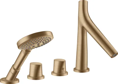 Immagine prodotto di hansgrohe AXOR Starck Starck Robinet de baignoire biologique 4 trous avec thermostat, 2 consommateurs, 12425140, 12425140