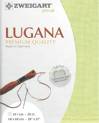 Produktbild von LUGANA-Stoff von Zweigart mit gerader Webart, vorgeschnitten, 25 ct, Nr. 3835, Farbe 6140 (hellgrün), Stickstoff, 48 x 68 cm