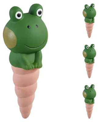 Bewässerungsset Keramik, 4er Set, 100 ml, Frosch, terracotta/grün