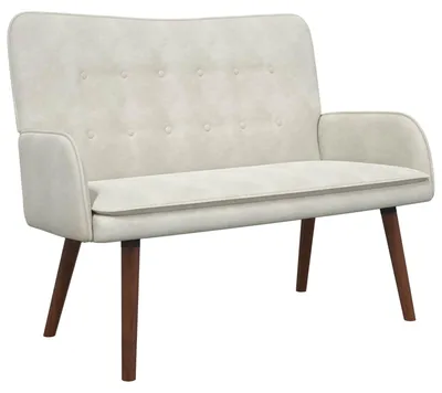 Zdjęcie produktu dla vidaXL Sofa dwuosobowa w kolorze kremowym 115 x 61 x 87 cm, aksamit (V)