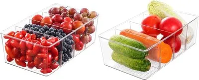 Productafbeelding van Famanu Opbergboxen, set van 2 stuks - Koelkastorganizer met 8 compartimenten