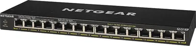 Produktbild von NETGEAR GS316P, Unmanaged, Gigabit Ethernet (10/100/1000), Vollduplex, Power over Ethernet (PoE), Wandmontage