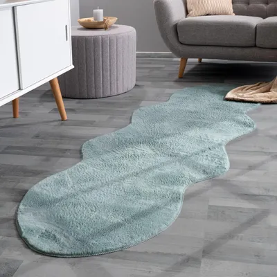 Produktbild von TT Home Wohnzimmer Teppich Unifarben Flauschig Modern Kunstfell Kurzflor Größe 70x200 cm Fell-Form