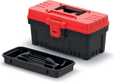 Produktbild von Kistenberg Werkzeugkiste 36x18,6x19,3cm mit Tragegriff schwarz-rot