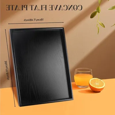 Holztisch Schwarz Rechteckig 40 x 30 cm für Kaffee, Snacks und Mahlzeiten