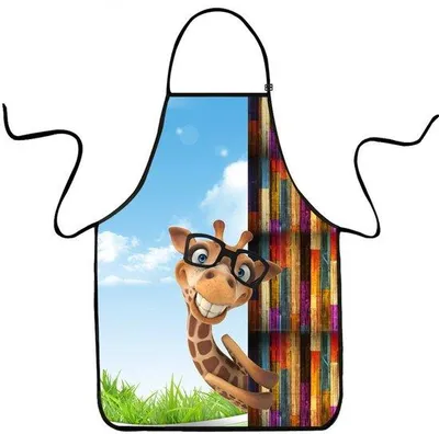 Image de Tablier de cuisine VIPbuy, tablier de cuisine, tablier de barbecue, multicolore, tablier rigolo, pour femmes et hommes, pour adultes, pour couple, motif girafe, lavable, style pittoresque