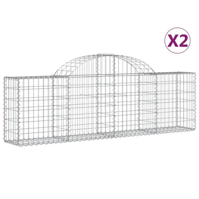 Produktbild von vidaXL Gabionen mit Hochbogen 2 Stk. 200x30x60/80 cm Verzinktes Eisen