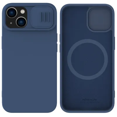 Zdjęcie produktu dla Silikonowe Etui Nillkin Camshield Silky Silicone Case Do Iphone 15 Plus Z Osłoną Na Aparat - Ciemnoniebieskie