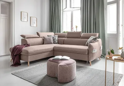 Produktbild von MIUFORM Sweet Harmony - Ecksofa mit Bettfunktion und Bettkasten L-FORM LINKS - 253x208cm - Beige - Sofa Schlafsofa Couch