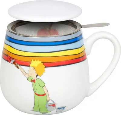 Produktbild von Könitz Becher mit Sieb und Deckel Der kleine Prinz - Regenbogen, Porzellan, 400 ml, 11 5 143 3036
