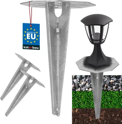 Obrázok produktu pre KOTARBAU® 2 ks Zemný hrot Nájazdová objímka pre záhradné svietidlá 190 mm pozinkovaná oceľ Zemný hrot Zemná kotva Zemná kotva Nájazdová objímka pre záhradné svietidlá Nájazdová objímka Zemná kotva Kotva