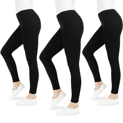Produktbild von FM London Damen (3er-pack) Casual Leggings, Schwarz, M EU