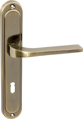 Produktbild von DOMINO Türgriff 72 Drückergarnitur BB-Buntbart Set | Tür-klinke für Zimmertür, Bürotür, Kellertür & Innentür | L-Form | Aluminium | Bronze | TIPO M3 |