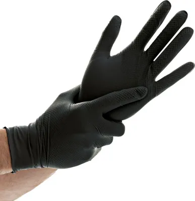 Immagine prodotto di 10x Hygostar 270858 Nitrilhandschuhe Power Grip schwarz Gr. 8/M puderfrei