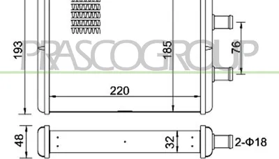 Produktbild von PRASCO FT927H001 Wärmetauscher Innenraumheizung Kühler für IVECO DAILY IV Kasten/Kombi Daily IV Pritsche / Fahrgestell DAILY V Kasten/Kombi