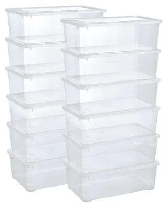 Image de Boîtes de rangement 12 x 5 l avec couvercles transparents - boîtes transparentes empilables