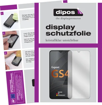 A collage of images showing instructions for applying a screen protector and the product packaging.