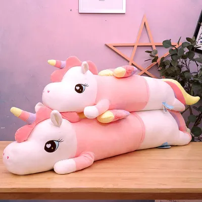 Produktbild von Einhorn Kuscheltier 80 cm – Weiches Plüschtier Schlafkissen Stofftier