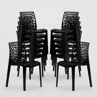 Produktbild von 22er Set Gruvyer Grand Soleil Stapelbare Stühle für Bars und Restaurants - Schwarz 2