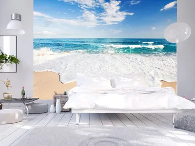 Produktbild von Vlies Fototapete Meer Strand See Himmel Blau Landschaft Natur 400x280 cm – Moderne Vliestapete, Tapete für Wohnzimmer, Wanddeko c-B-0035-a-a