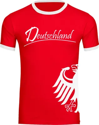 Produktbild von multifanshop Kontrast T-Shirt - Deutschland - Adler seitlich, rot/weiß, Größe S