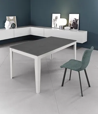 Produktbild von Groß - Ausziehbarer Tisch (130/290 x 80 cm) aus weißem Melamin