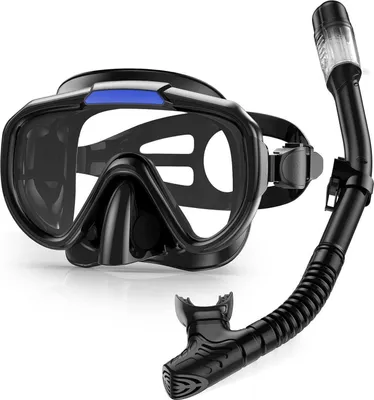 Zdjęcie produktu dla Lealinga zestaw do snorkelingu dla dorosłych czarna panoramiczna maska do nurkowania z szerokim widokiem