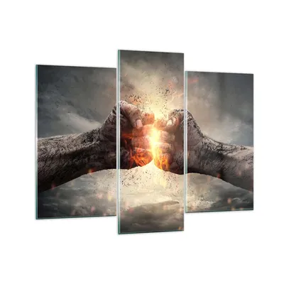 Produktbild von Bilder auf glas - Symbol faust kampf - 130x100cm - Glasbilder - Wandbilder - Kunstdruck - zum Aufhängen bereit - Wanddekoration aus Glas - Glas Bilder - Wandbild auf Glas - 3 Teile - GCB130x100-2968