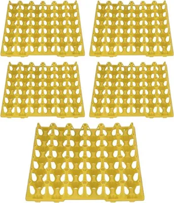 Obrázok produktu pre Unyqoos® plastové vajíčkové boxy, sada 5 kusov – 30 priehradiek na skladovanie a prepravu vajíčok, možné skladovanie, opakovane použiteľné, žltá farba
