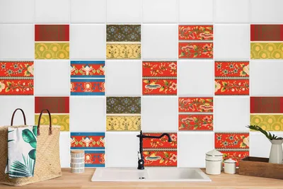 Produktbild von 24 Stück Laminierter Sticker Aufkleber Küchen Wandfliesen Fliesenaufkleber Farben 10 x 10 cm