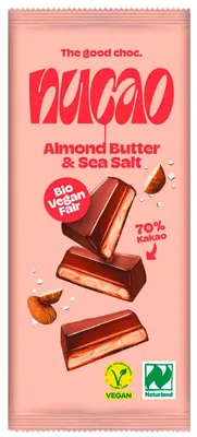 Produktbild von nucao Tafelschokolade Almond Butter & Sea Salt  125g