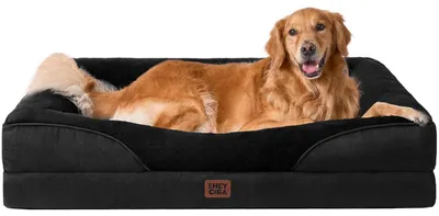 Image de Panier orthopédique pour chien avec 4 bords, dimensions 106,5 x 76 cm, couleur noire