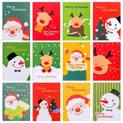 Produktbild von Mini Notizblöcke Weihnachten 24 Stück liniert 12x8.5 cm Cartoon Design