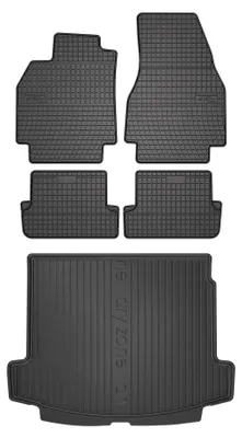 Productafbeelding van Rubberen automatten + kofferbakmat voor Renault Megane II 2002-2008 (stationwagen) – 5-delig, zwart, op maat – Wielganizator SolidPRO