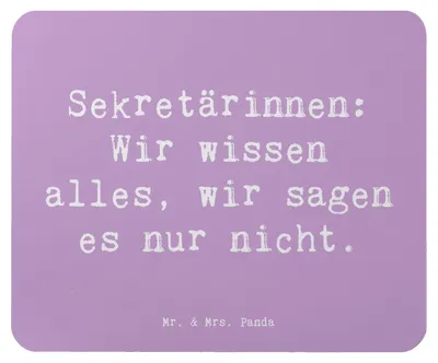 Produktbild von Mr. & Mrs. Panda Mauspad Spruch Sekretärin Geheimnisträgerin - Lavendeltraum - Geschenk, Sekretärinnen: Wir wissen alles, pc mausunterlage, laptop, mousepad, Mouse Pad