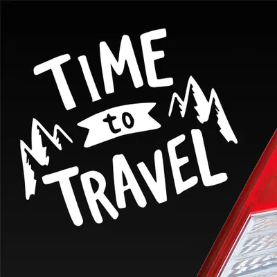 Produktbild von Auto Aufkleber Time to travel Zeit zu Reisen Urlaub Holiday Car 12x10 cm Weiss Matt Sticker Heckscheibenaufkleber
