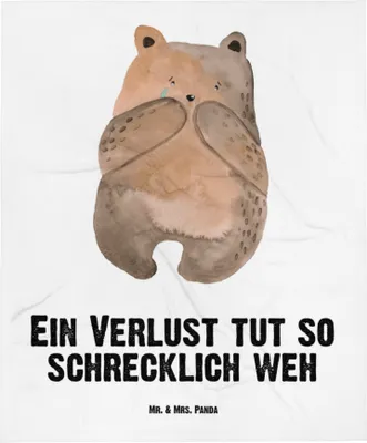 Produktbild von Mr. & Mrs. Panda Babydecke Bär Verlust - Weiß - Geschenk, Plaid, Trauer Trauergeschenk Traurig Trösten Trost Liebeskummer, Teddy, Schmusedecke, Fleecedecke, Kinderdecke