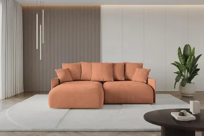 Produktbild von ALTDECOR Ecksofa mit Schlaffunktion und Bettkasten ONESK-L  216x177x72 cm Apricot - Corner Sofa Eckcouch Couch L-Form  angeordnet Schlafcouch Ausziehbar Wohnlandschaft