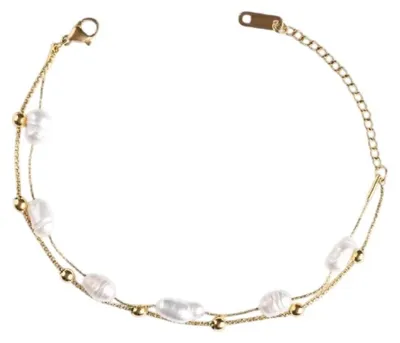 Immagine prodotto di Bracciale doppio placcato oro con perle vere EWB250244G