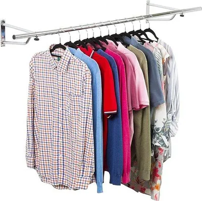 Produktbild von Schwerlast Wandmontage Kleiderstange - Organisationsstange für Kleidung - 1 Stück - Chrom - 1,8m