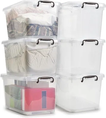 Immagine prodotto di Scatole organizer trasparenti, impilabili, set da 6 pezzi, per l'ufficio e la cameretta dei bambini