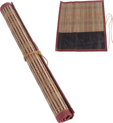 Image de Sac à roulettes pour pinceaux en bambou, sac de rangement pour les accessoires de peinture et de calligraphie
