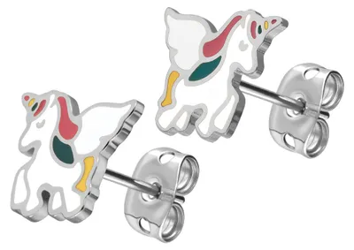 Produktbild von Titan Ohrstecker EINHORN für Kinder, hautverträglich, hochglanzpoliert, mehrfarbig, 9,5 x 11,5 mm
