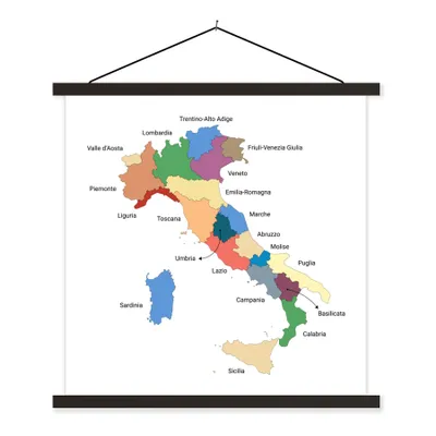 Obrázek produktu pro MuchoWow® Textilní plakát - Mapa - Itálie - Region - 40x40cm - S černými lamelami