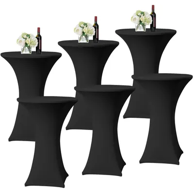Produktbild von Omgoods – Set aus 6 schwarzen Tischdecken aus Elasthan für Bistrotische