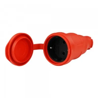 Produktbild von Gummikupplung 16A 230V 2P+E Steckdose Kupplung rot 8249