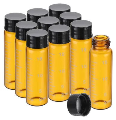 10 Stück 15 ml Braunglasfläschchen mit schwarzem Schraubverschluss